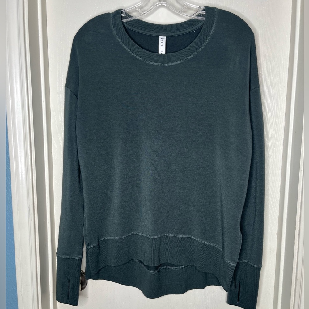 Athleta Forest Green Crew Neck Sweatshirt Size XS
